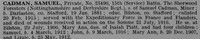 Cadman S Pte 23490 5th Notts And Derby Regiment