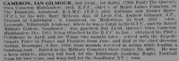 CameronI I G 2nd Lt 1st Cameron Highlanders