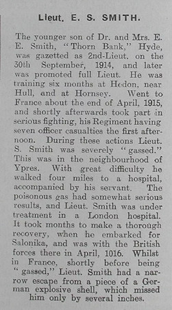 Smith E S Lt Cheshire Regiment Short Record Of Service