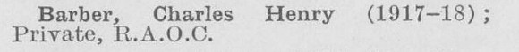 Barber C H Pte Army Ordnance Corps