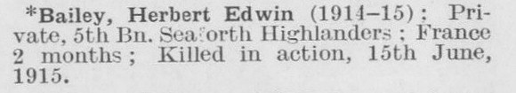 Bailey H E Pte 5th Seaforth Highlanders (LCC Staff Architect's Department)