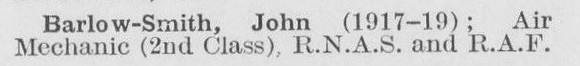 Barlow-Smith J Air Mech 2nd Class Royal Naval Air Service (LCC Staff Architect's Department)