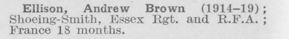 Ellison A B Shoeing Smith Essex Regiment And Royal Field Artillery (LCC Staff Barking Outfall Works)