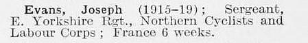 Evans J Sergt East Yorkshire Regiment