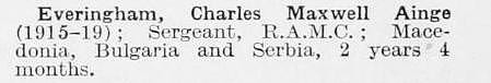 Everingham C M A Sergt Royal Army Medical Corps
