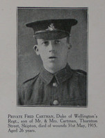 Cartman F Pte 6th West Riding Regt Craven Roll Of Honour