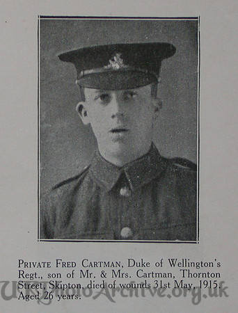 Cartman F Pte 6th West Riding Regt Craven Roll Of Honour