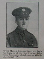 Crowther M R Pte 15th West Yorks Regt Craven Roll Of Honour