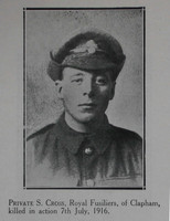 Cross S Pte 9th Royal Fusiliers Craven Roll Of Honour