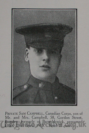 Campbell S Pte 14th CEF Craven Roll Of Honour