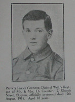 Counter F Pte 8th West Riding Regt Craven Roll Of Honour