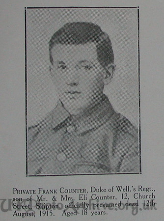 Counter F Pte 8th West Riding Regt Craven Roll Of Honour