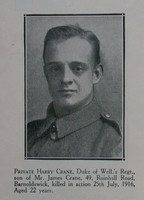 Crane H Pte 5th West Riding Regt Craven Roll Of Honour
