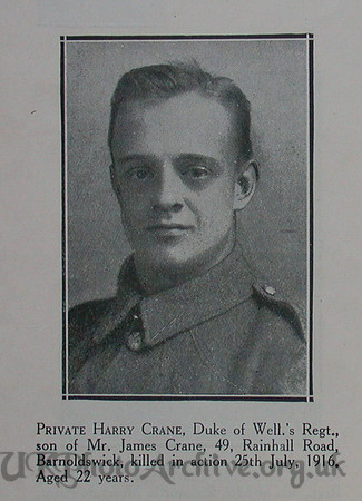 Crane H Pte 5th West Riding Regt Craven Roll Of Honour
