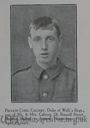 Calvert C Pte 6th West Riding Regt Craven Roll Of Honour