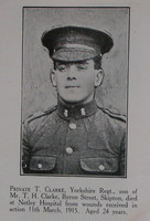 Clarke T Pte 2nd Yorkshire Regt Craven Roll Of Honour