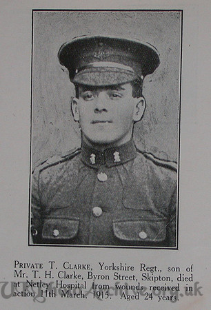 Clarke T Pte 2nd Yorkshire Regt Craven Roll Of Honour