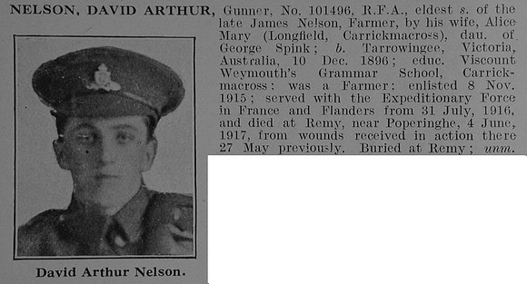 Nelson D A Gnr Royal Field Artillery Obit De Ruvignys Roll Of Honour Vol 3
