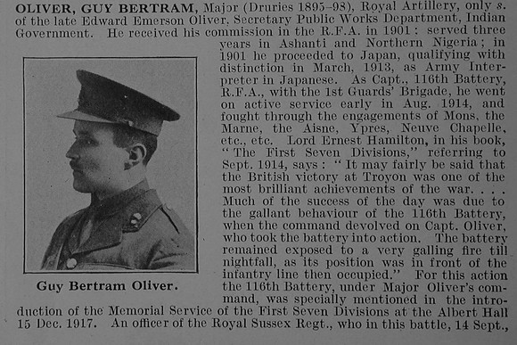 Oliver G B Major Royal Field Artillery Obit Part 1 De Ruvignys Roll Of Honour Vol 3