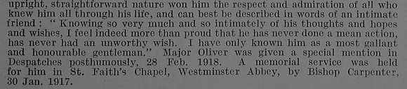 Oliver G B Major Royal Field Artillery Obit Part 4 De Ruvignys Roll Of Honour Vol 3