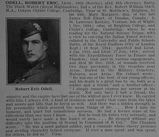 Odell R E Lt 10th Attd 8th Black Watch Obit De Ruvignys Roll Of Honour Vol 3