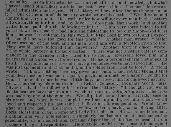 Oliver G B Major Royal Field Artillery Obit Part 3 De Ruvignys Roll Of Honour Vol 3