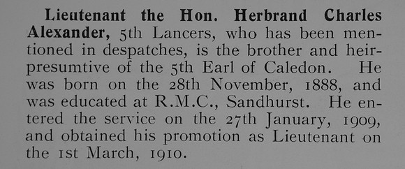 Alexander H C Lt The Hon 5th Lancers Record Of Service