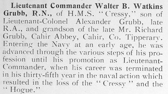 Grubb W B W Lt Comm HMS Cressy Royal Navy Record