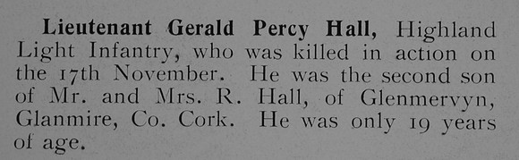 Hall G P Lt Highland Light Infantry Obit