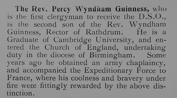 Guinness P W Rev DSO Short Record Of Service