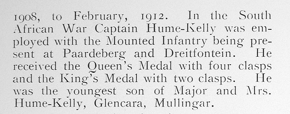 Hume-Kelly G Captain North Staffs Regiment Record Part 2