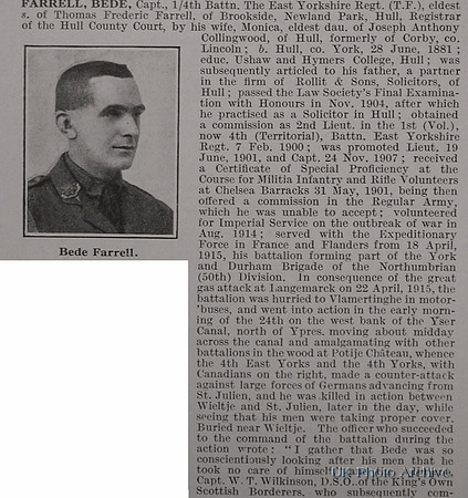 Farrell B Captain 4th East Yorks Regt Obit Part 1 De Ruvignys Roll Of Honour
