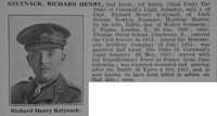 Kelynack R H 2nd Lt 1st Duke Of Cornwall's Light Infantry Obit De Ruvignys Roll Of Honour Vol 3