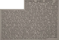 Kendrick H M 2nd Lt Royal Flying Corps Obit De Ruvignys Roll Of Honour Vol 3