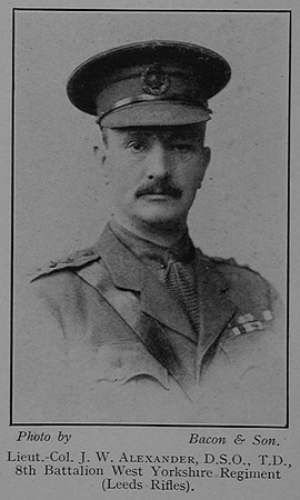 Alexander J W Lt Col DSO 8th West Yorkshire Regiment Leeds In The Great War 1914-1918