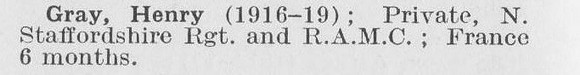 Gray H Pte North Staffs Regiment And Royal Army Medical Corps LCC Staff Sewerage And Drainage
