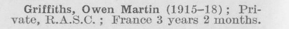 Griffiths O M Pte Army Service Corps (LCC Staff Barking Outfall Works)