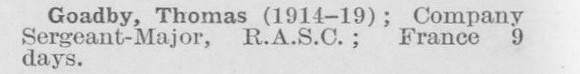 Goadby T CSM Army Service Corps (LCC Staff Barking Outfall Works)