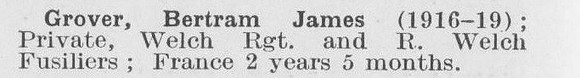 Grover B J Pte Royal Welsh Fusiliers LCC Staff Sewerage And Drainage