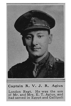 Agius R V J R Captain London Regiment The Sphere 15th Dec 1917