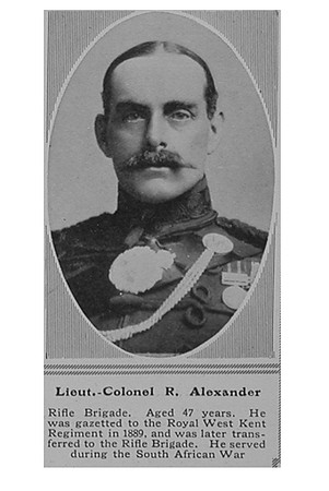 Alexander R Lt Col Rifle Brigade Sphere 16th Jan 1915