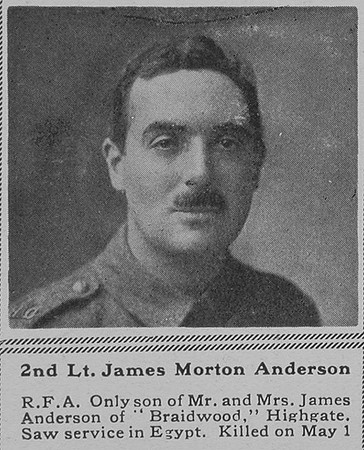 Anderson J M 2nd Lt RFA The Sphere 16th June 1917