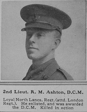 Ashton R M 2nd Lt DCM Loyal North Lancs Regt The Sphere 12th Jan 1918