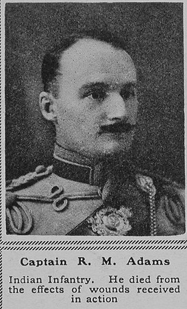 Adams R M Captain Indian Army The Sphere 1st Dec 1917