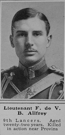 Allfrey F de V Lt 9th Lancers The Sphere 1st Oct 1914