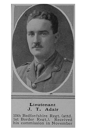 Adair J T Lt 10th Bedfordshire Regiment The Sphere 23rd Oct 1915