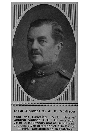 Addison A J B Lt Col 9th York & Lancaster Regiment