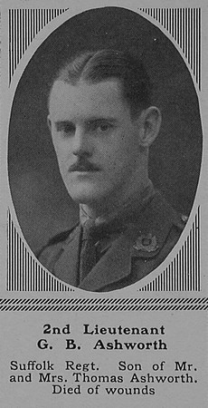 Ashworth G B 2nd Lt 3rd Attd 7th Suffolk Regiment The Sphere 4th Nov 1916