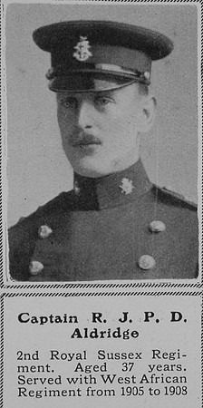 Aldridge R J P D Captain 2nd Royal Sussex Regiment The Sphere 24th Oct 1914