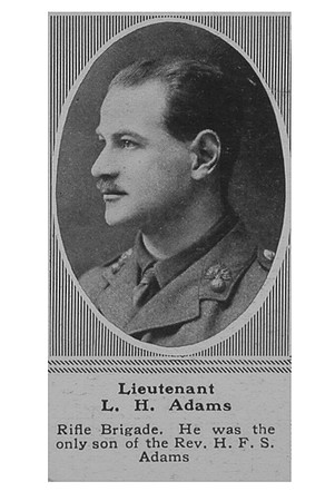 Adams L H Lt 1st Rifle Brigade The Sphere 22nd June 1918